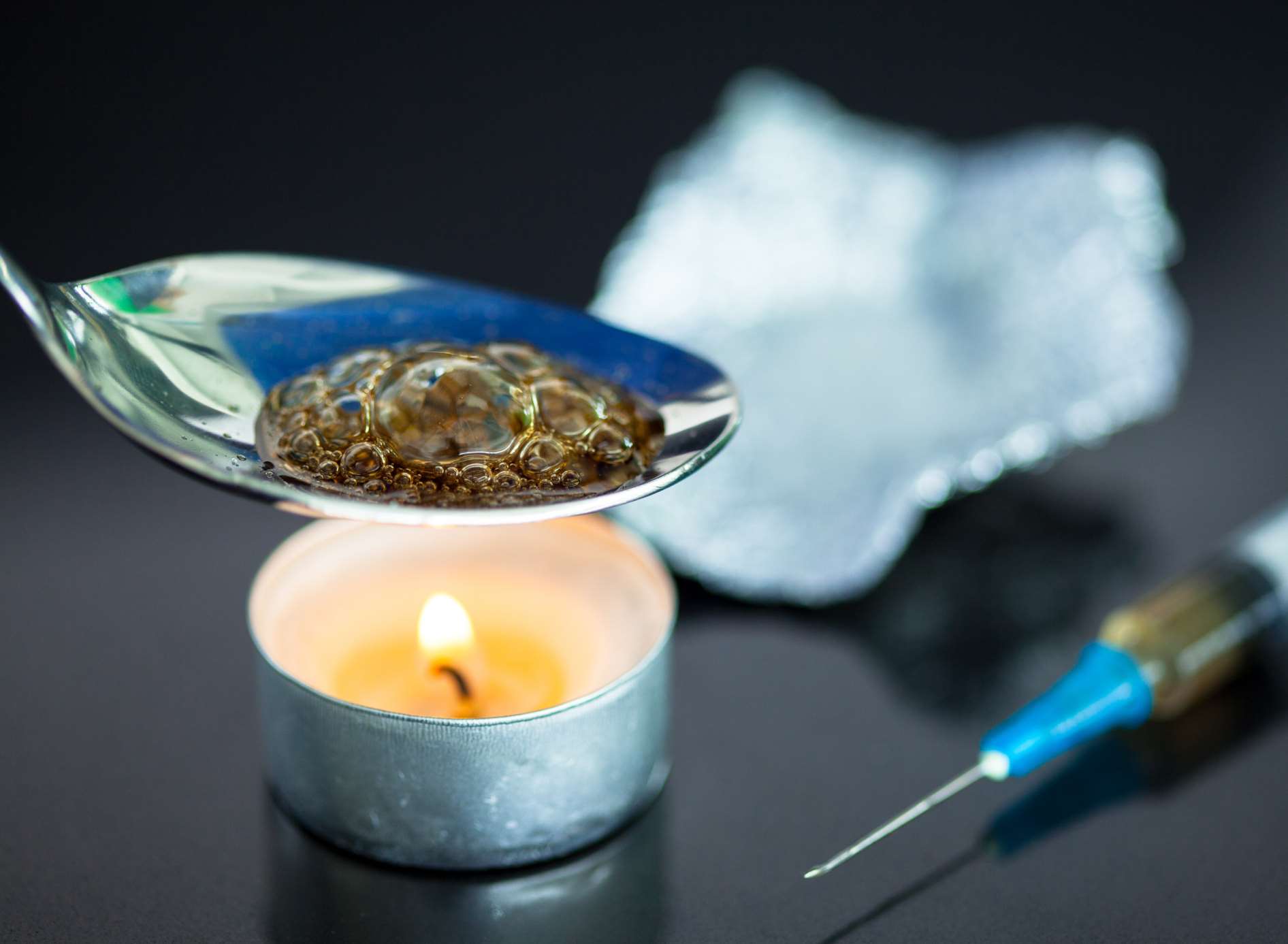 Heroin paraphernalia. Stock image