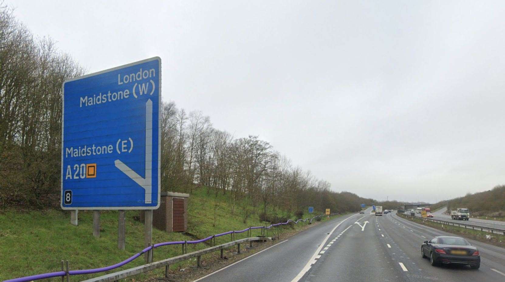 The M20 London-bound is said to be blocked. Picture: Google