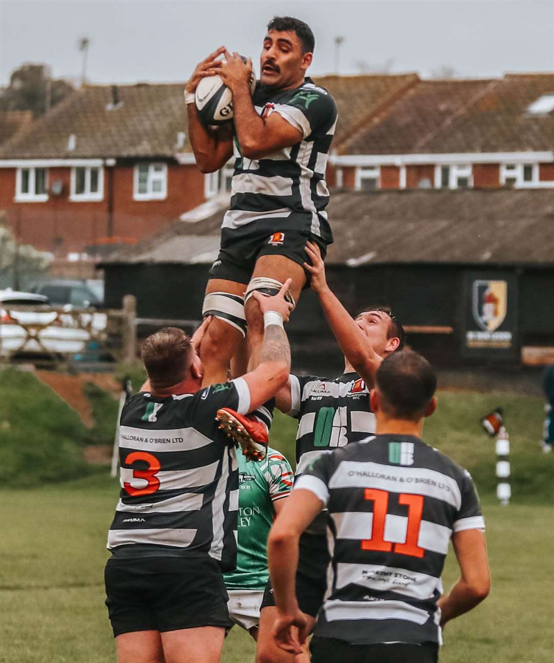 Samraj Chahal wins the ball at a lineout for Gravesend against Battersea Ironsides. Picture: JP_Photographeruk