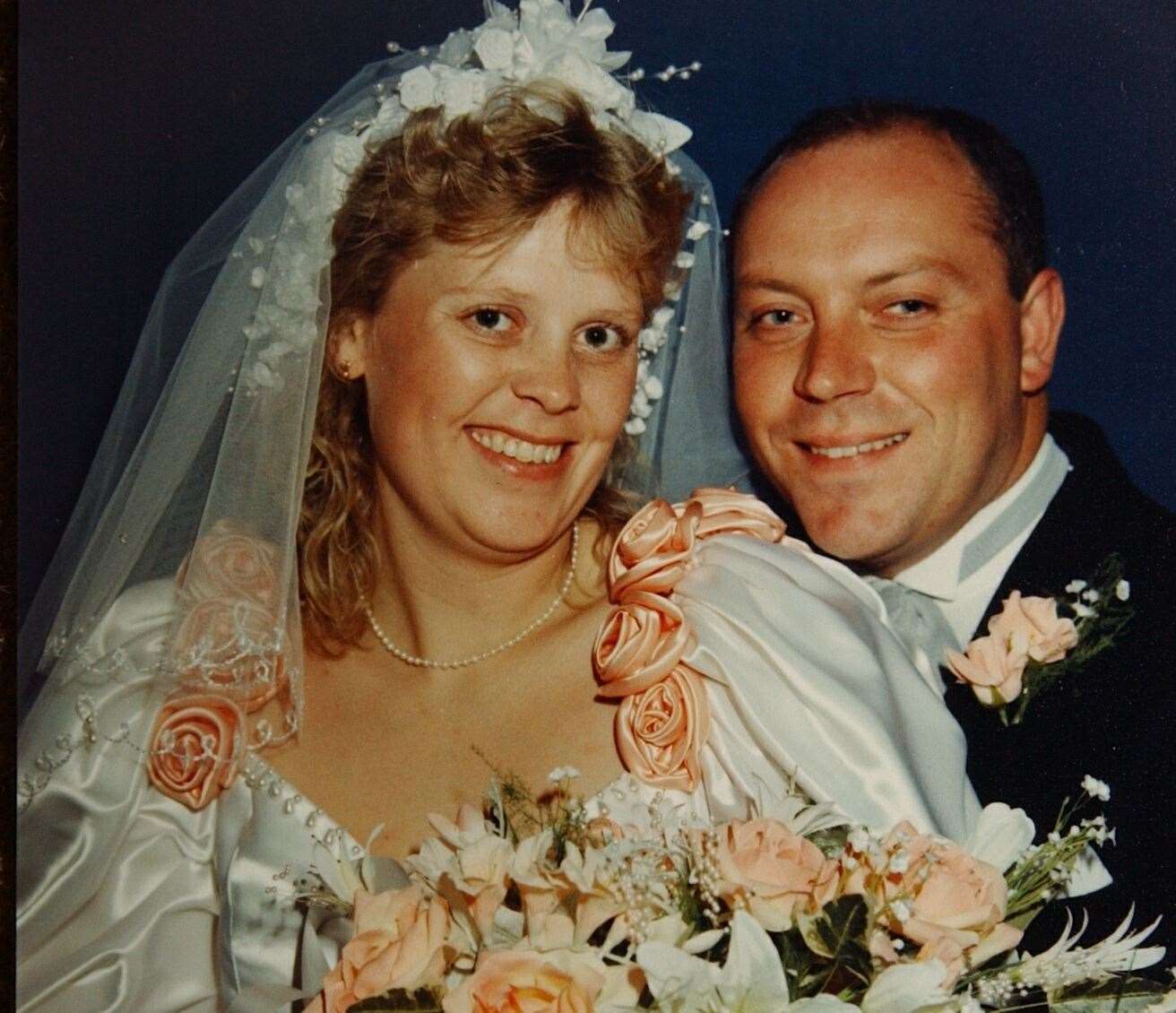 Debbie and Andrew Griggs on their wedding day in September 1990