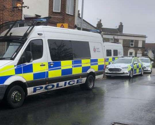 Police outside the South Eastern pub in Margate Road, Ramsgate following a drugs raid. Picture: Chris Gadd