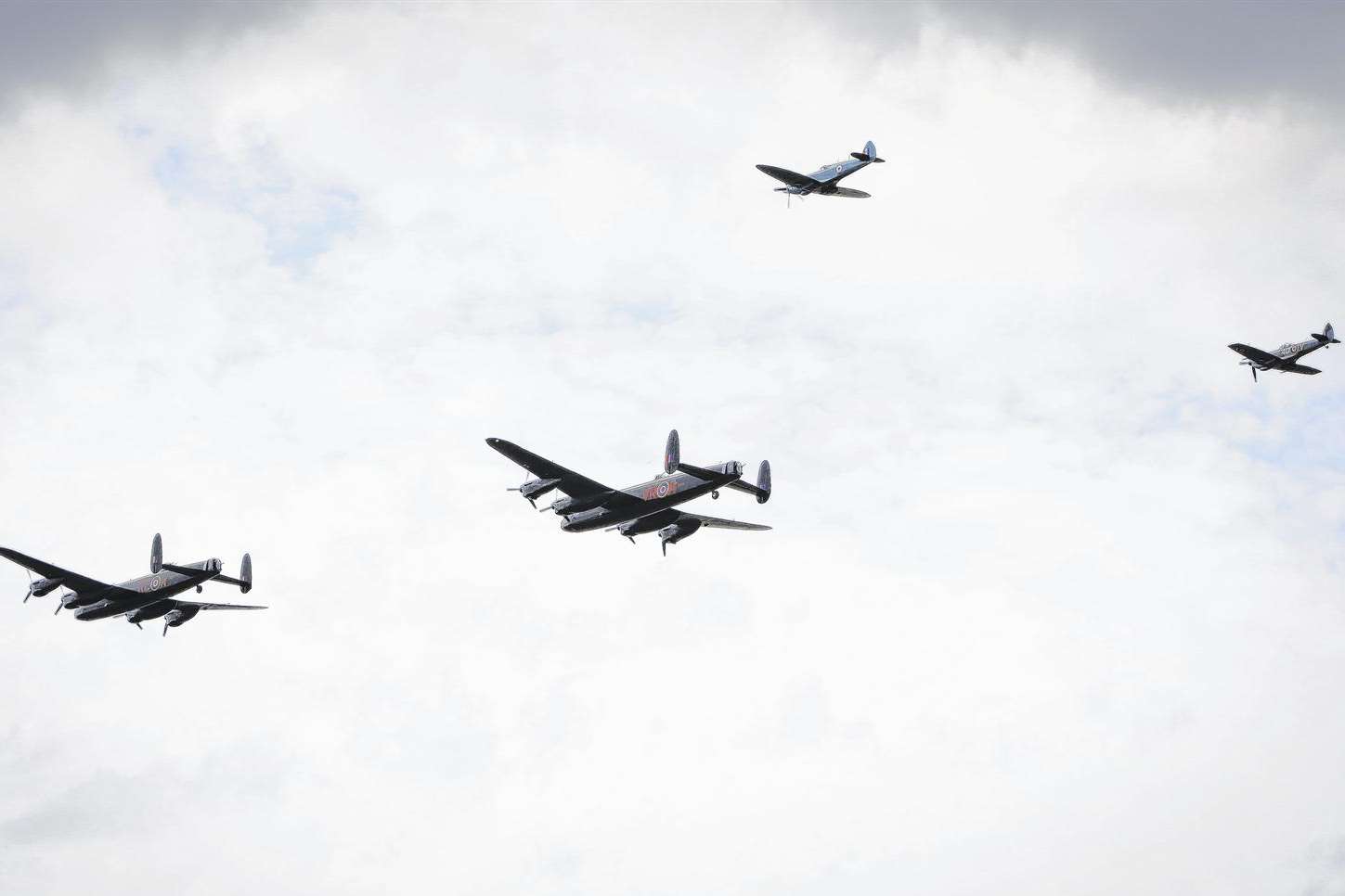 The two bombers with their fighter escort