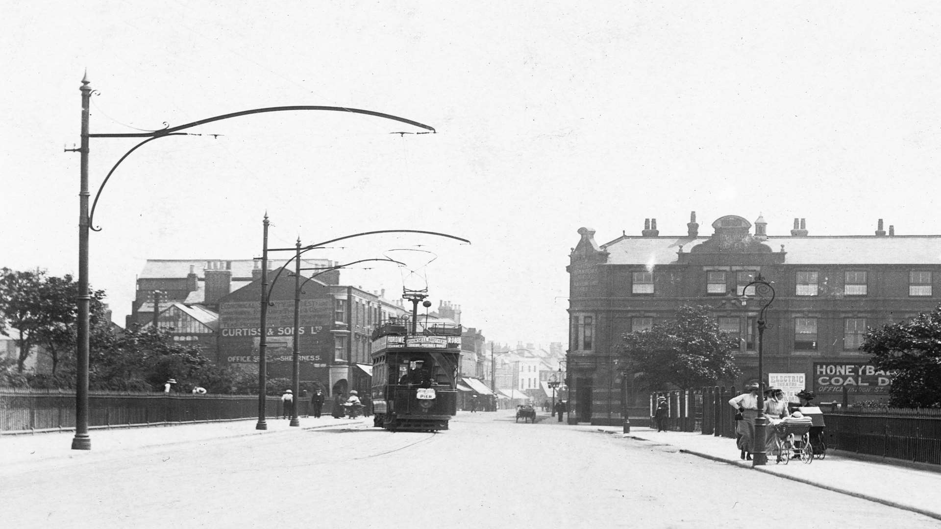 A tram in front of the former Railway Hotel. Picture: Martin and Rosemary Hawkins