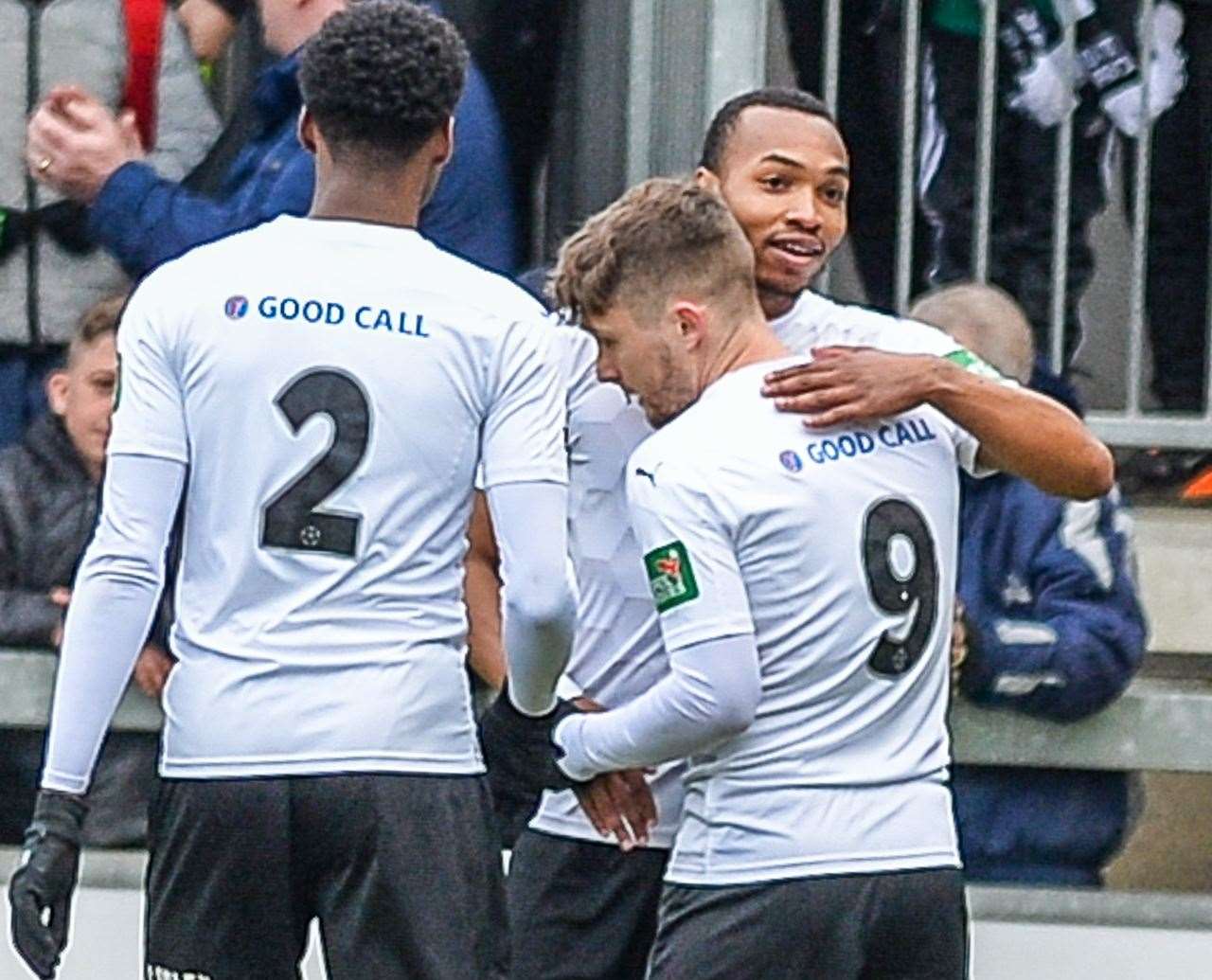 Dartford celebrate after Marcus Dinanga's first-half equaliser. Picture: Dave Budden (54707074)