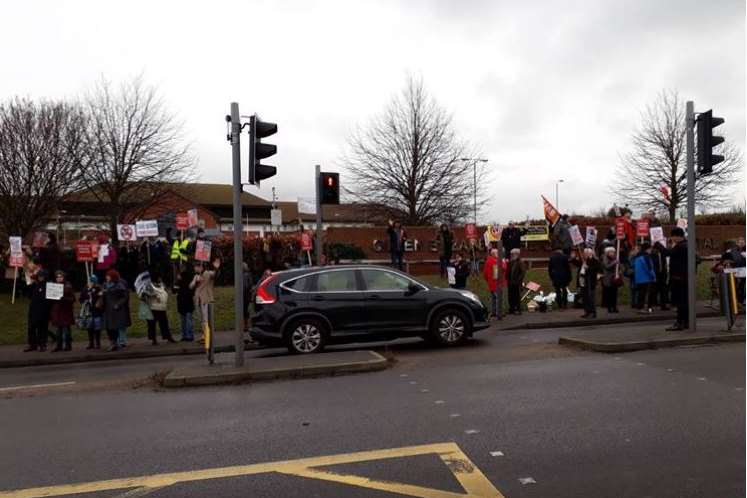 Protesters outside Margate's QEQM hospital earlier this month. Picture: Janet Graham