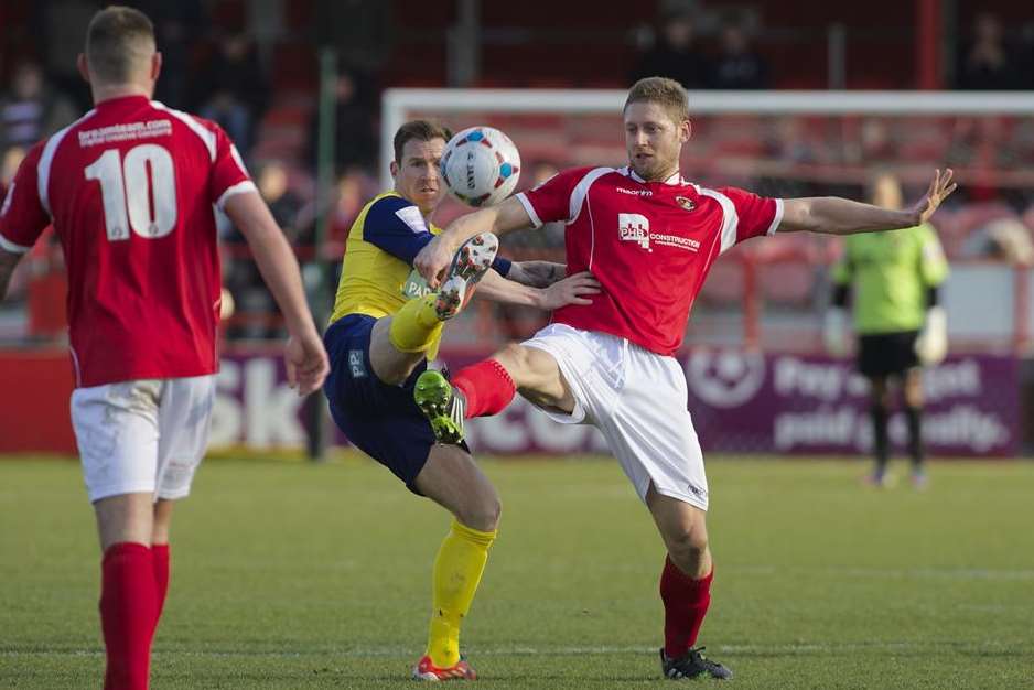 Ben May stretches to control a high ball Picture: Andy Payton