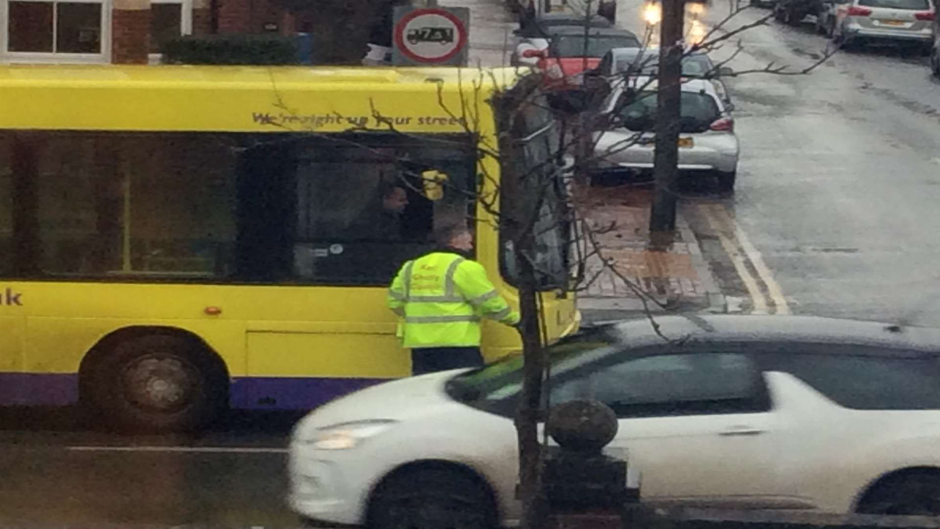 The Highways engineer appeared to stop traffic.