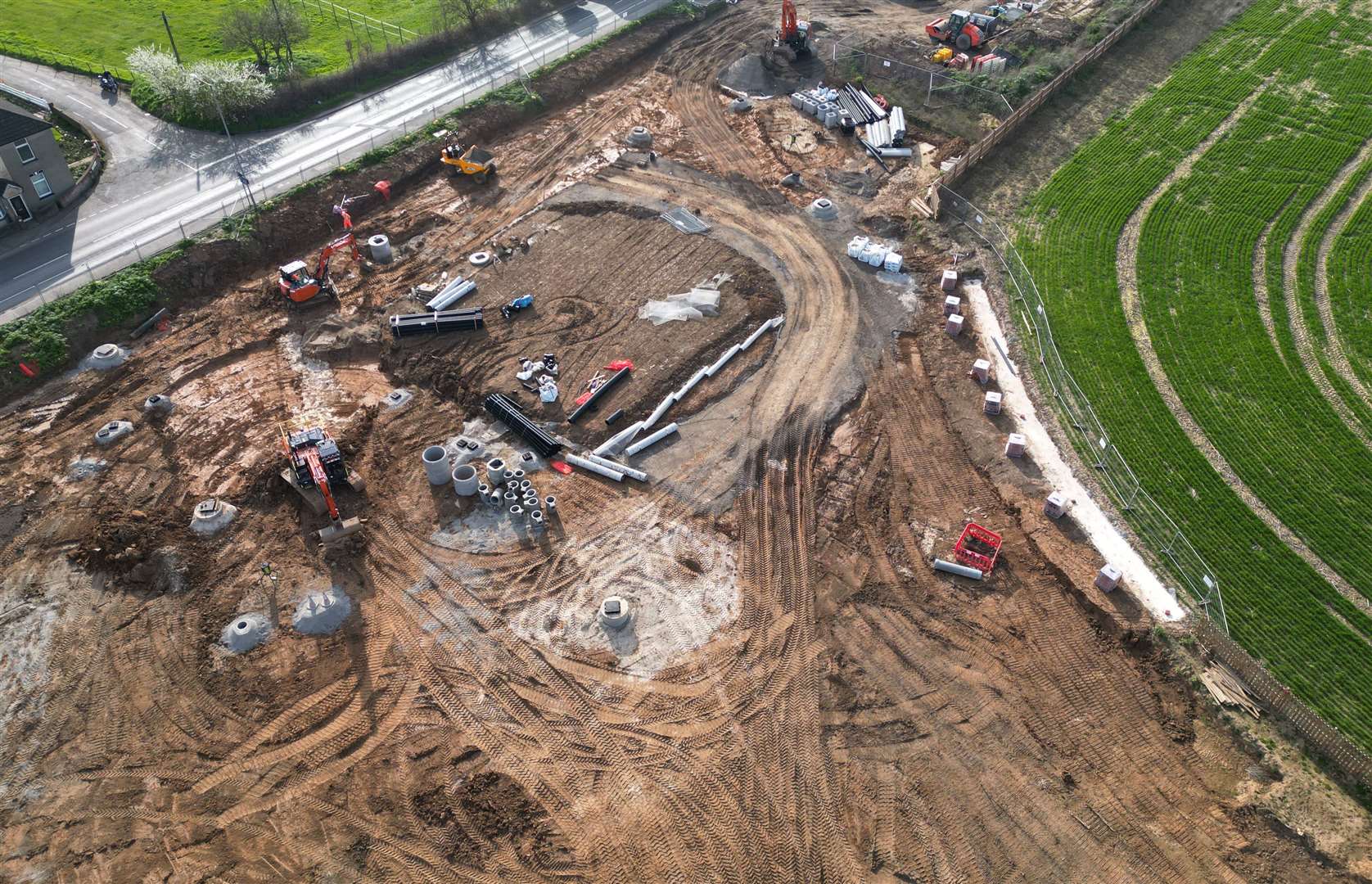 Diggers and trucks can be seen working on the new A2 road layout in Teynham. Picture: Philip Drew