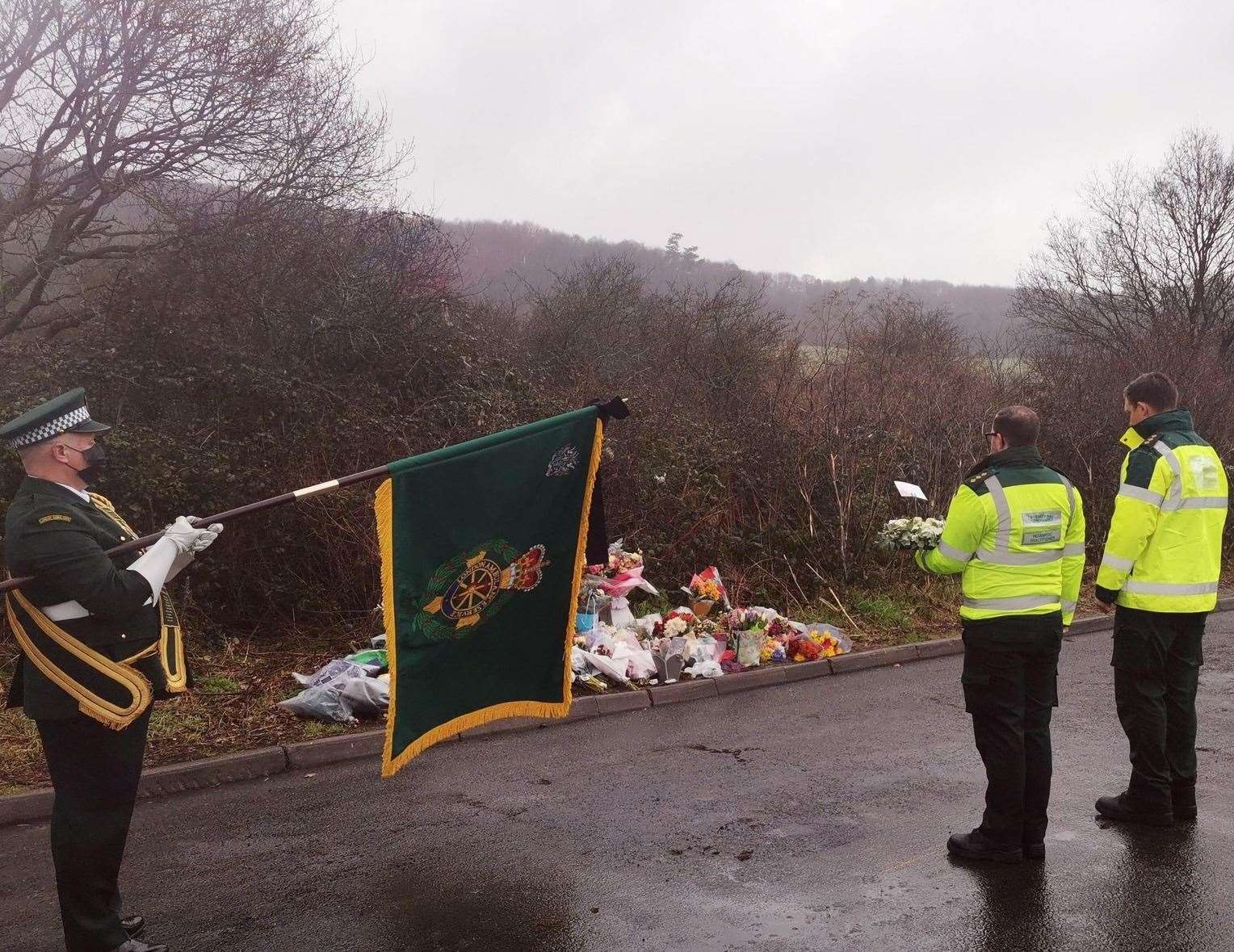 A small service was attended by emergency crews yesterday in memory of Alice yesterday. Picture: South East Coast Ambulance Service