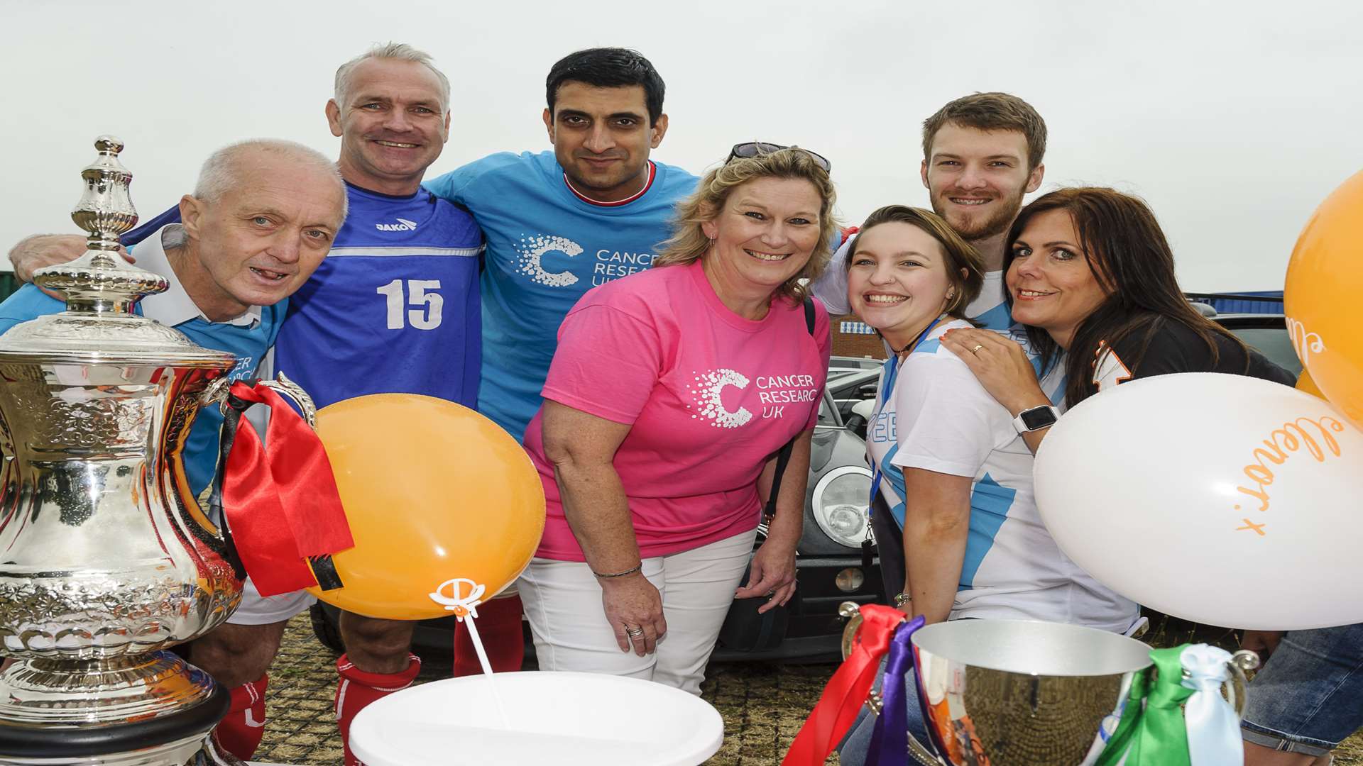 Graham Pinder, Daran Poppy, Dara Chauhan from NatWest, Colette McDonach, Leah Poppy, Lee Saunders and Michelle Maynard took part in the veterans football tournament.