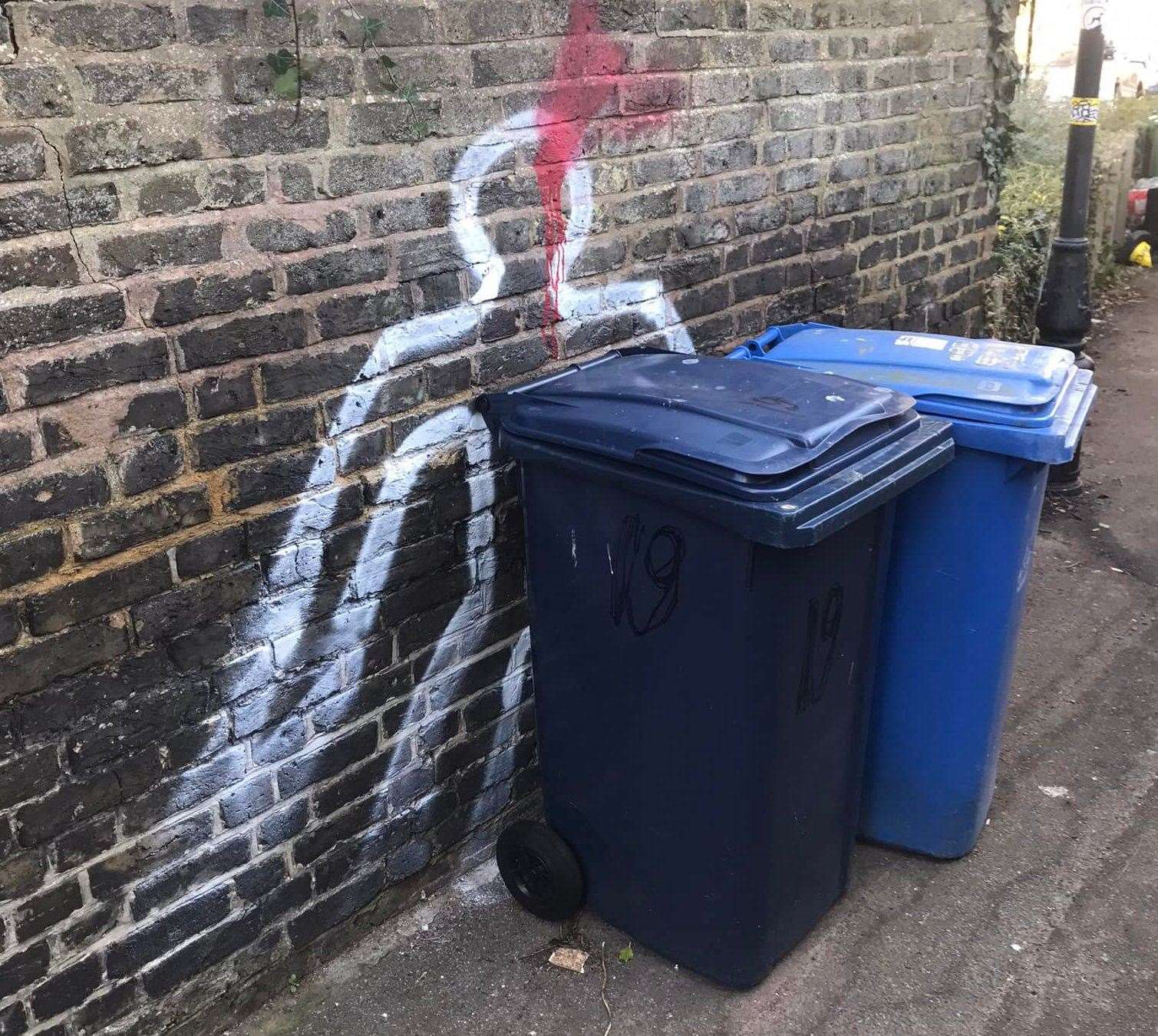 Graffiti resembling a 'dead body' outline of a crime scene have appeared across Faversham. Picture: RJ Newman