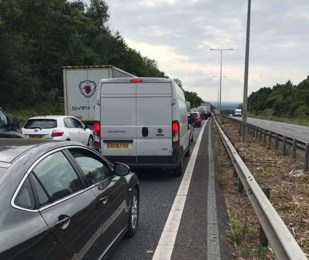 Drivers were stuck at a standtill for hours during roadworks on the M2. Pic: Phil Day