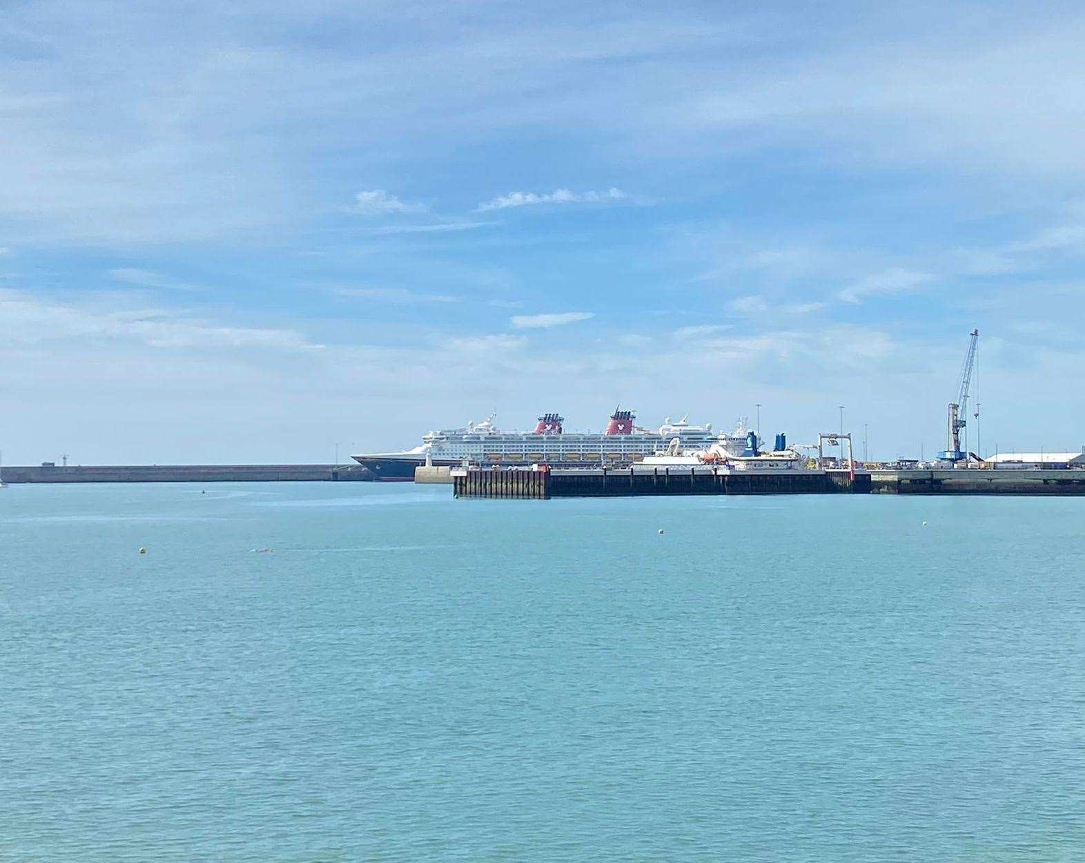 The cruise liner pictured in Dover this morning