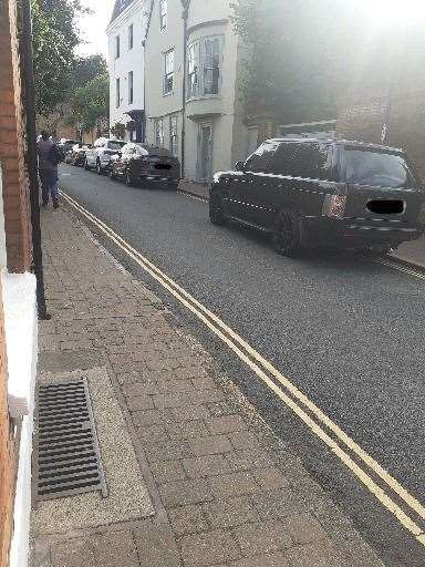 School-run cars near King's School, Rochester