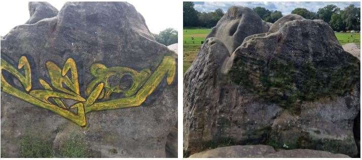 The offender was ordered to clean-up the rocks. Picture: Kent Police