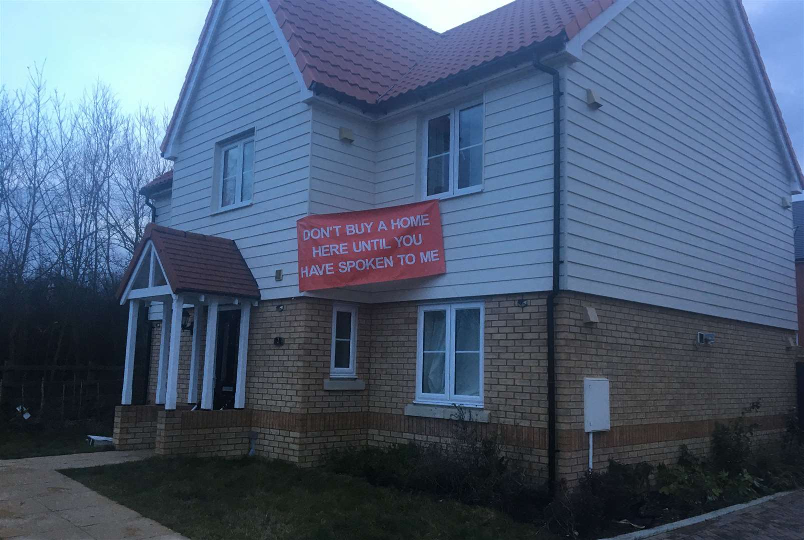 The banner can be seen from Four Elms Hill, Hoo