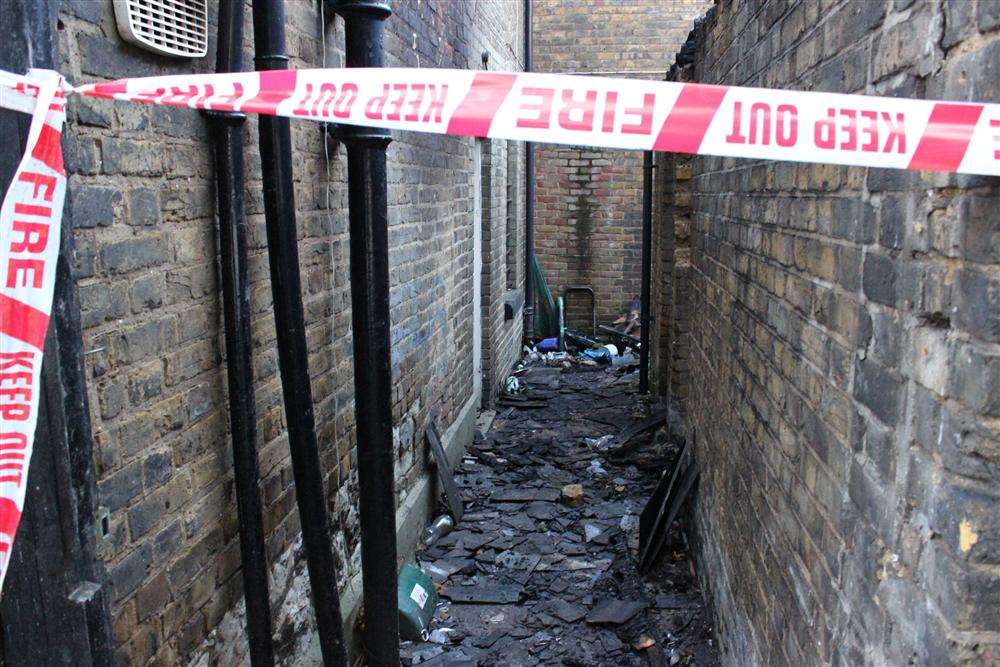 A fire broke out in an outbuilding of the derelict Brickmakers Arms in Wyles Street, Gillingham