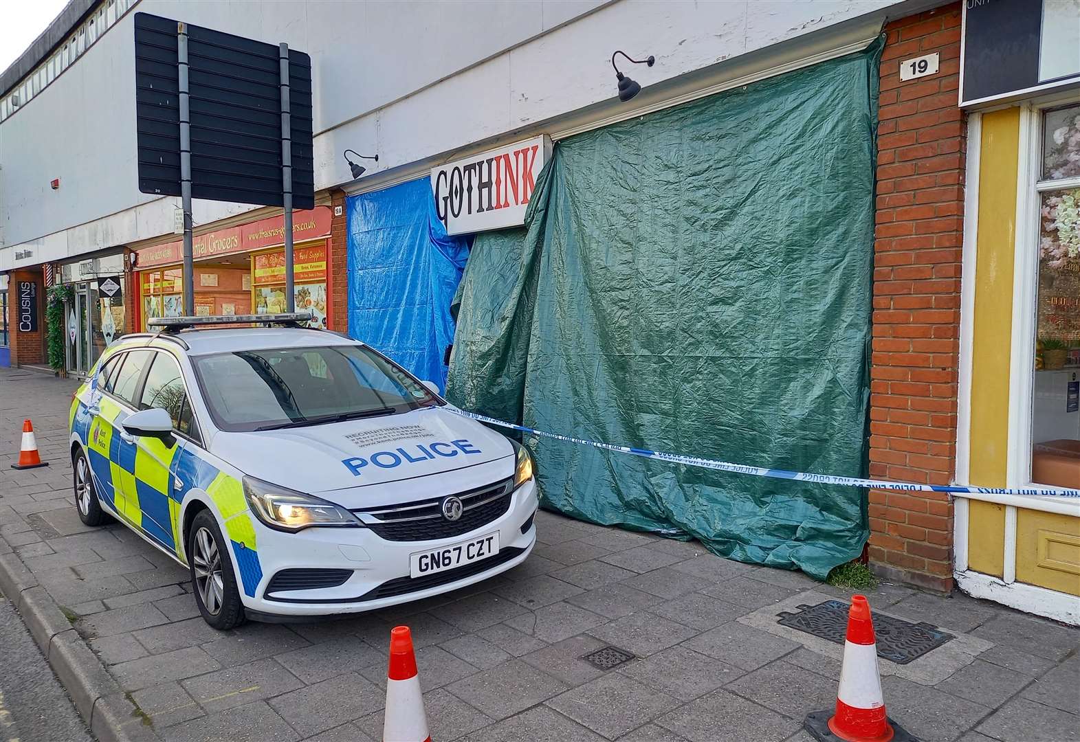 GothInk Studio in Lower Bridge Street was screened by tarpaulins last week