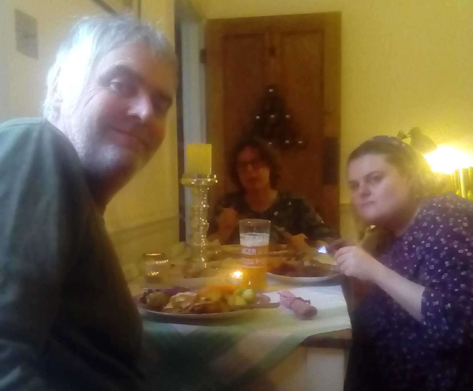 Rob Boxall, his wife Mandy and daughter Mollie celebrated Christmas alone in 2022 as they are still shielding from Covid. Picture: Rob Boxall