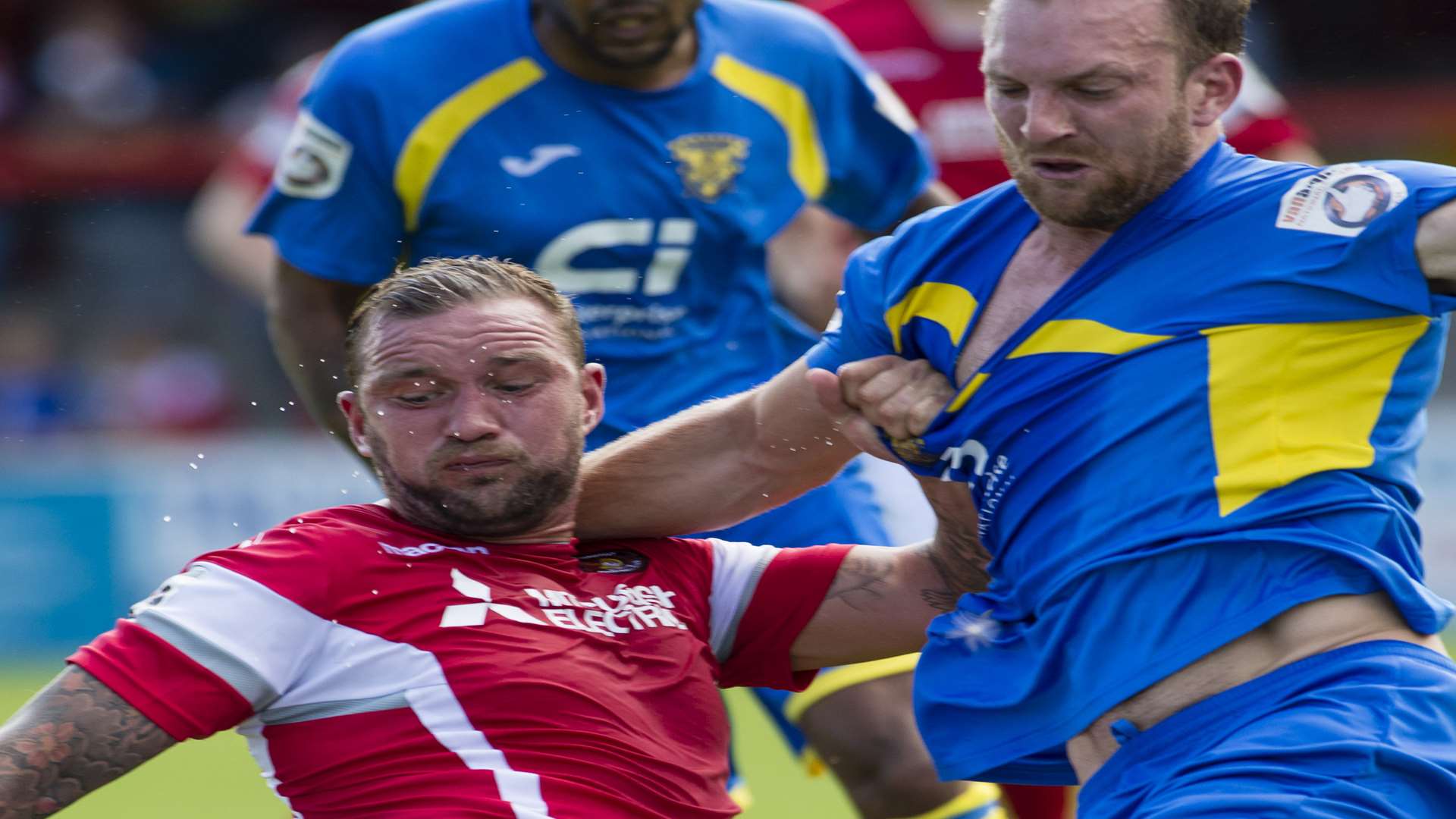 Goalscorer Danny Kedwell gets stuck in for Ebbsfleet against Basingstoke Picture: Andy Payton