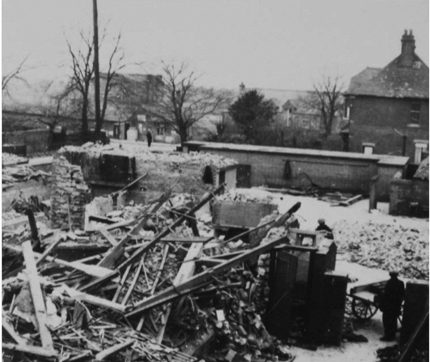 The wrecked Beaver Road school