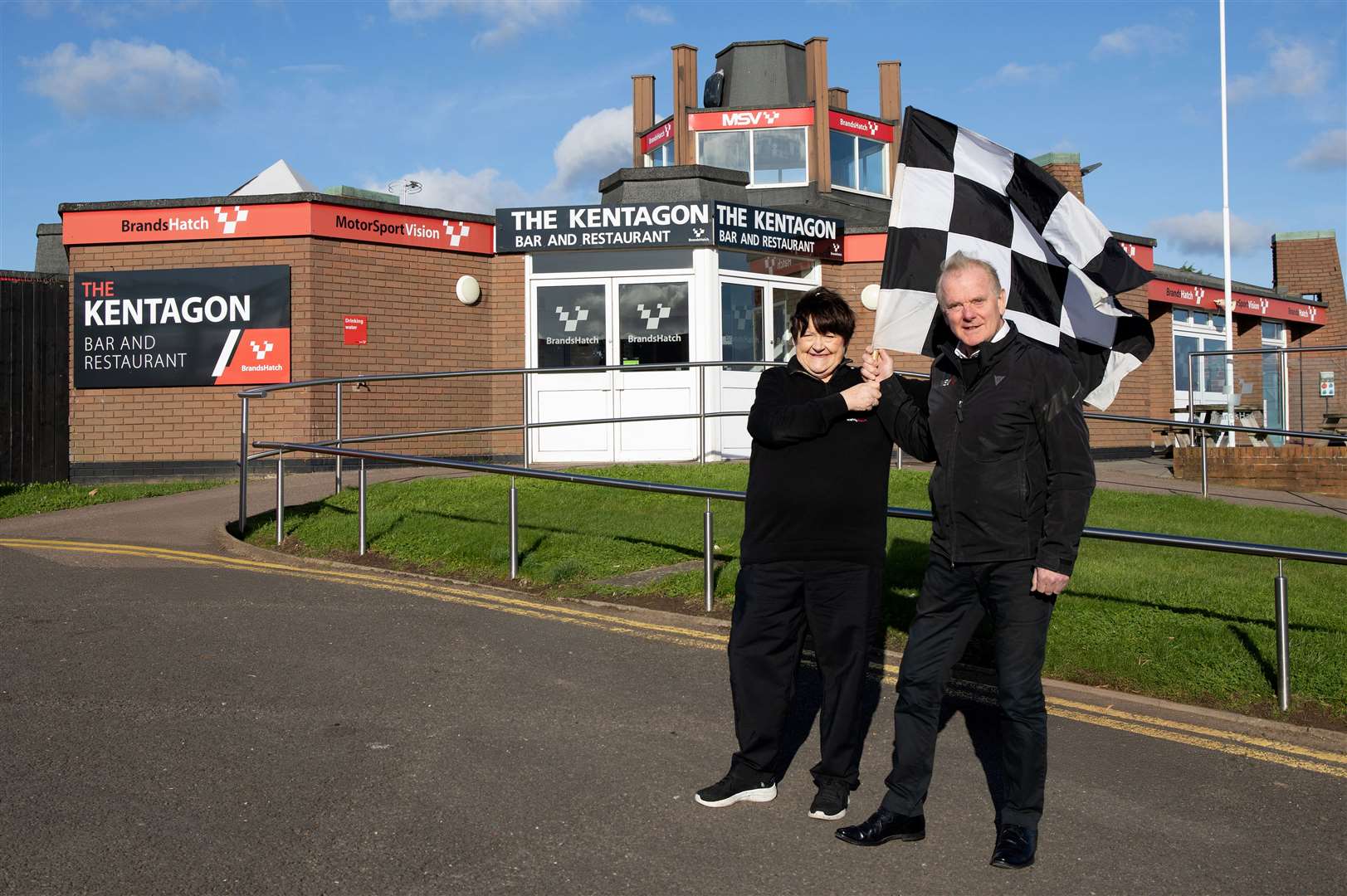 Mandy Scott outside the Kentagon restaurant with Jonathan Palmer