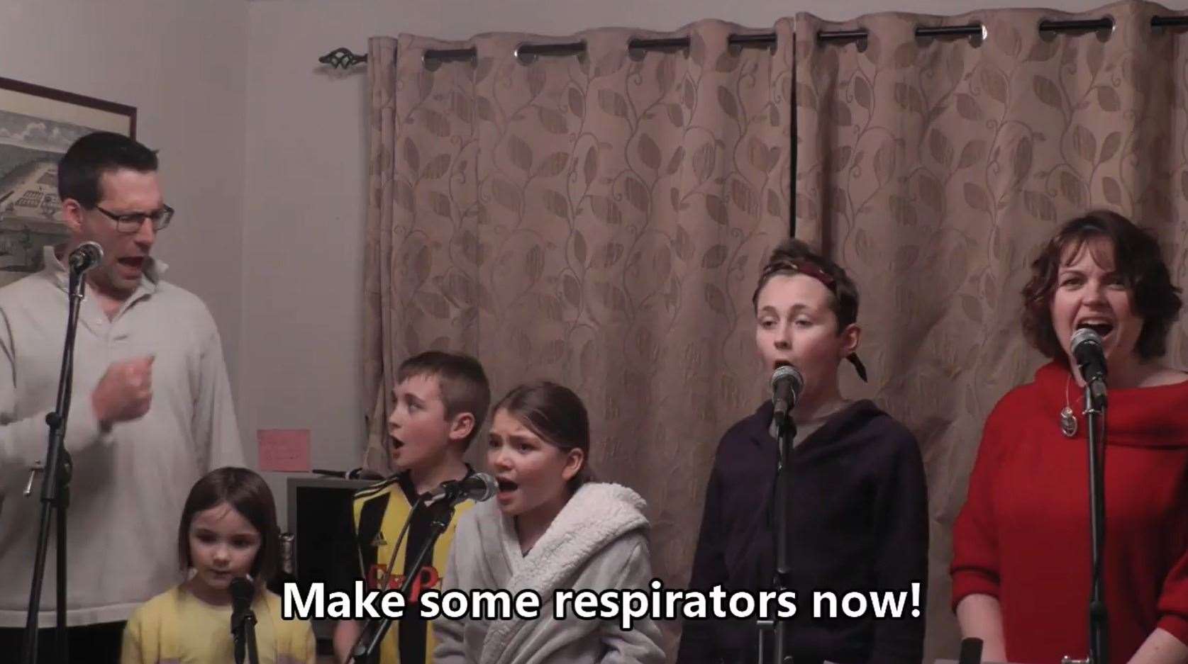 The Marsh family sing for viewers. Picture: Ben Marsh