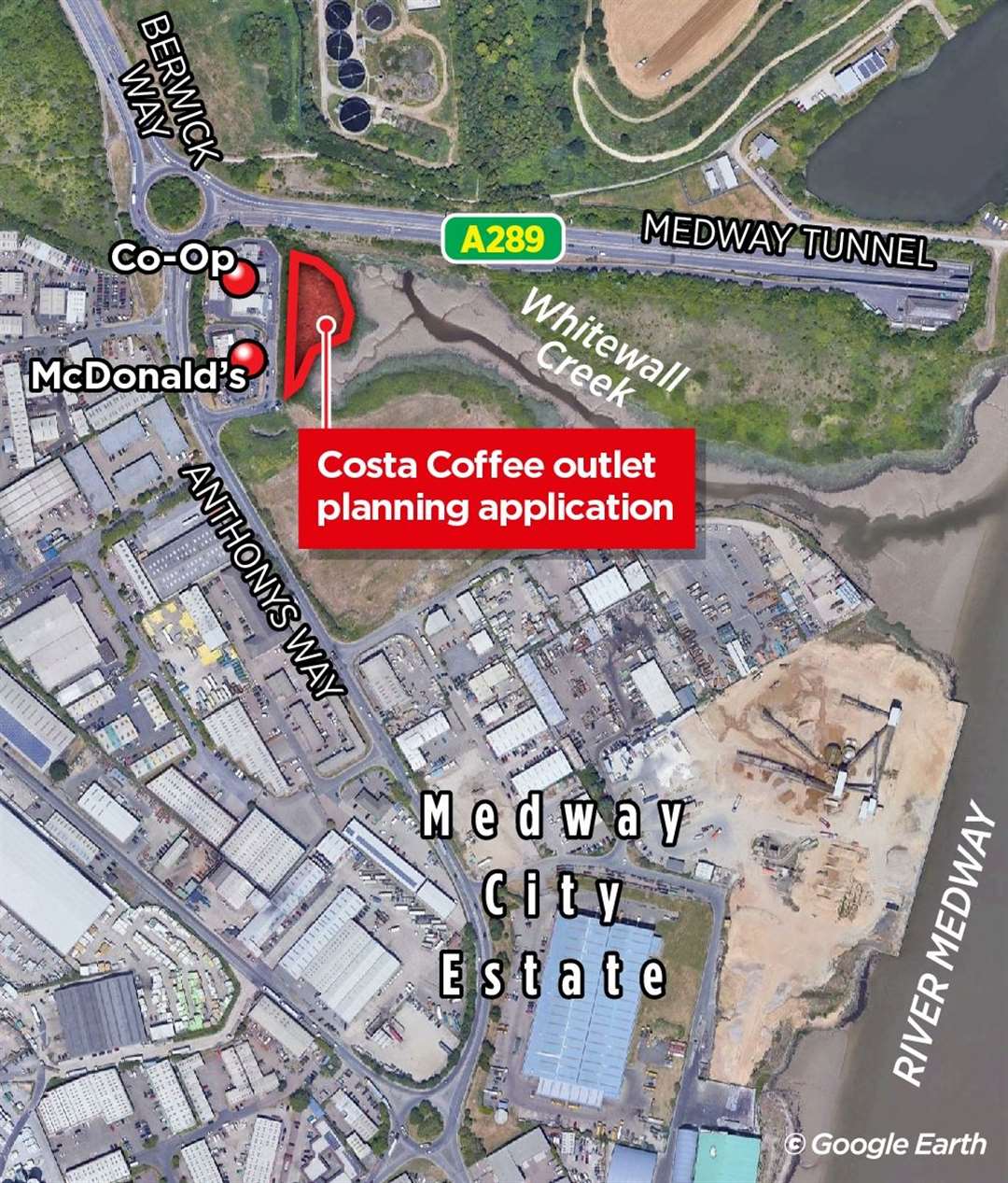 The application was for permission to build a drive-thru Costa Coffee on the Medway City Estate.