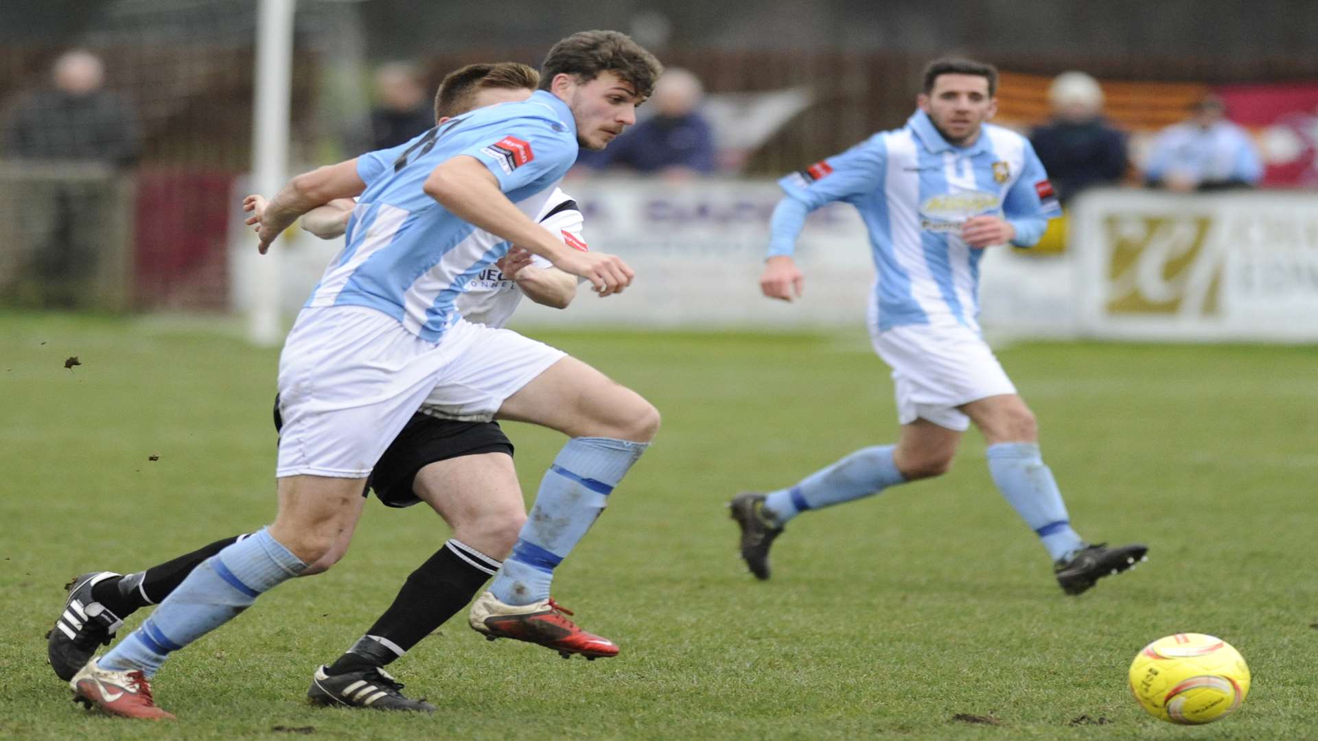 Harry Smith in action for Folkestone at Faversham last season Picture: Tony Flashman