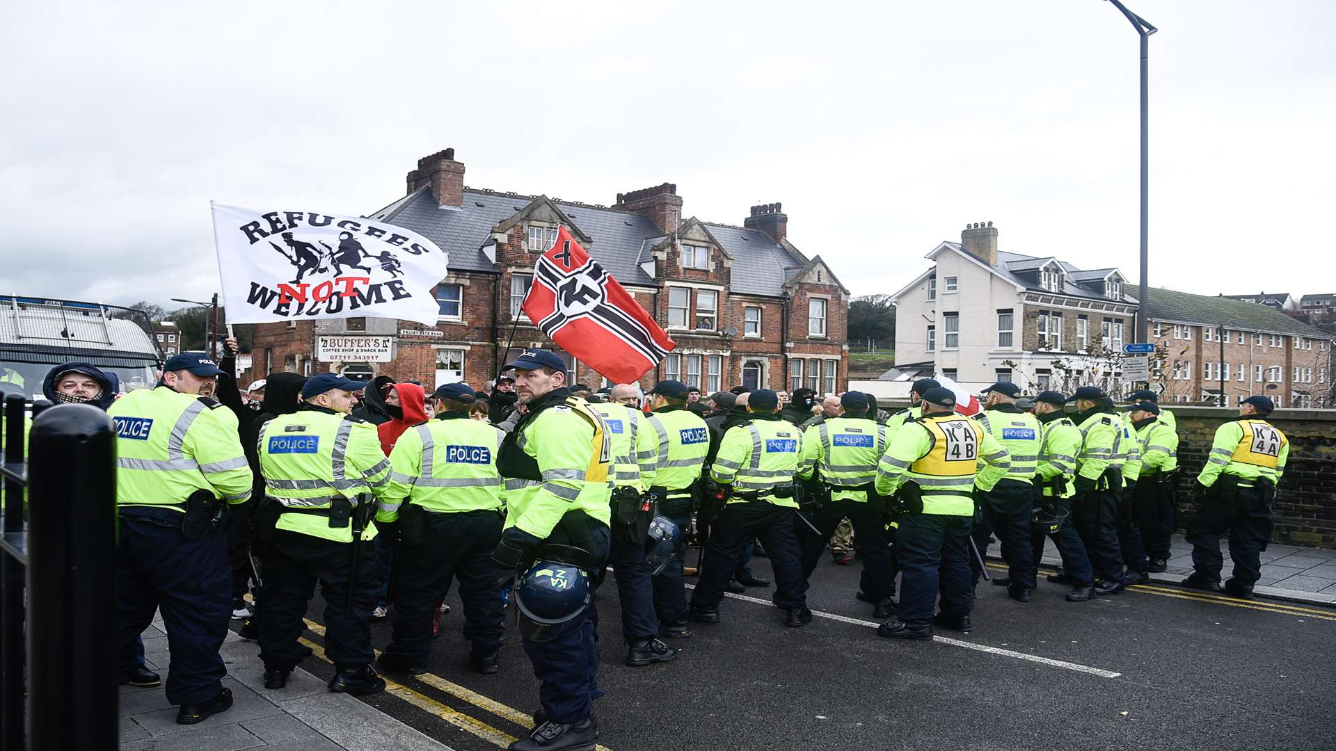 Police contain protesters during the rally in January 2016.