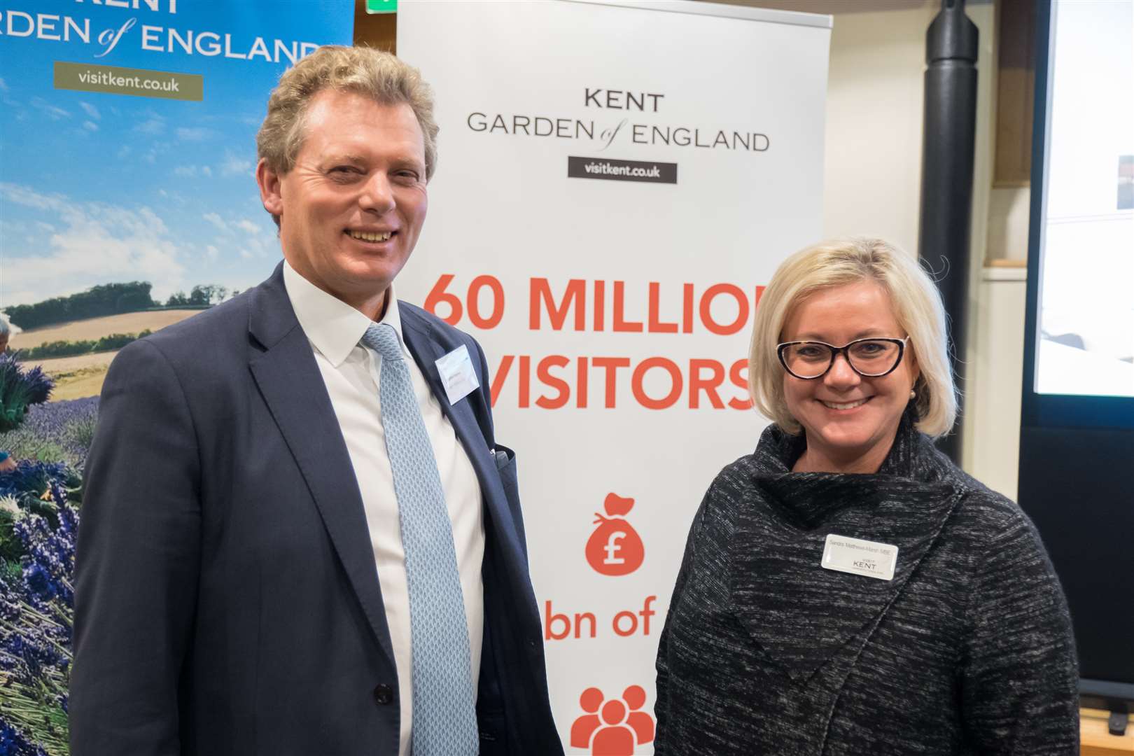 Visit Kent chairman Jonathan Neame and chief executive Sandra Matthews-Marsh