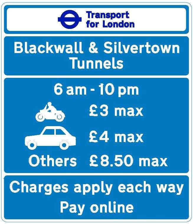 The possible Blackwall and Silverton Tunnel charges. Picture: TfL