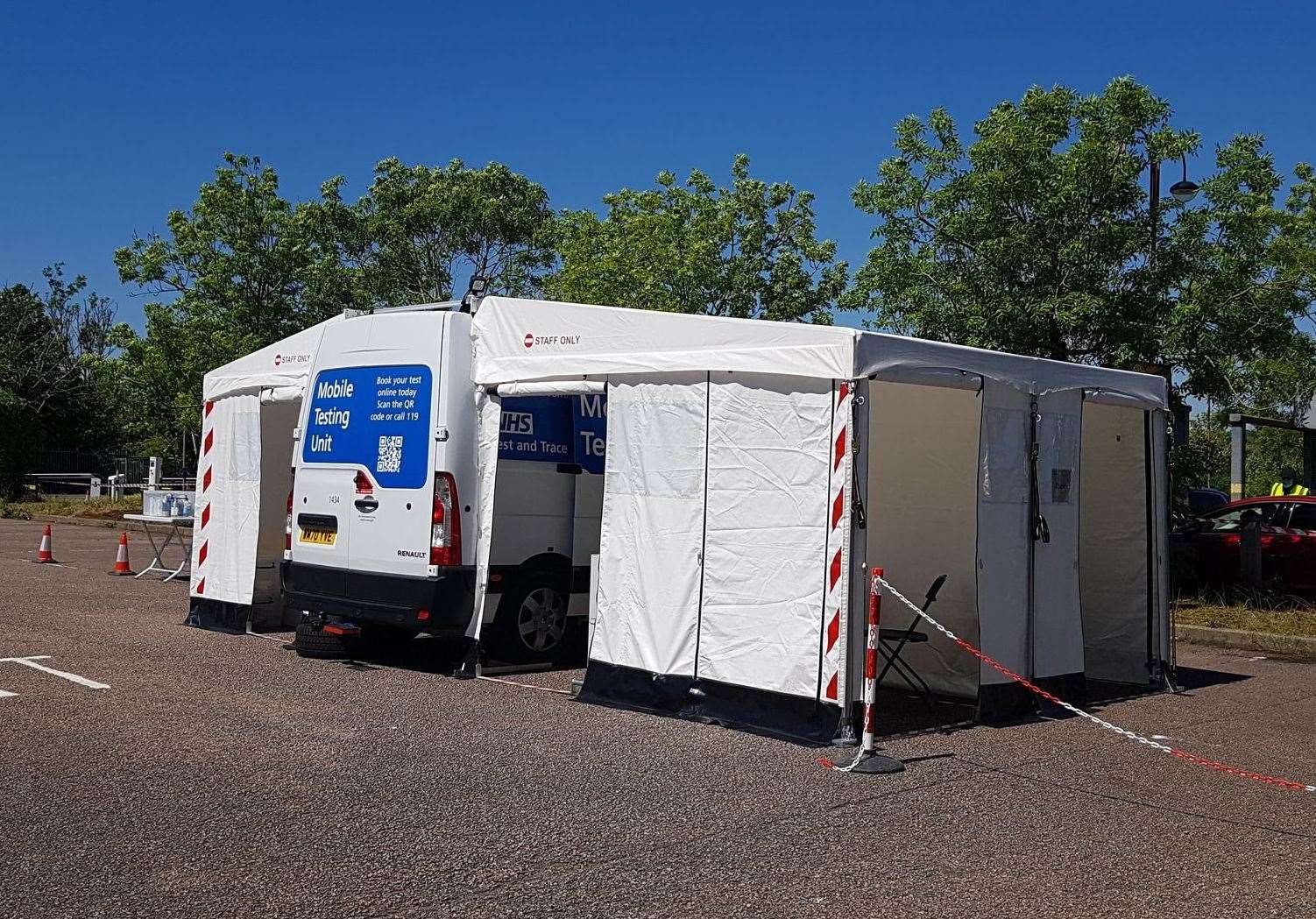 A mobile testing unit at Wincheap Park and Ride, Canterbury