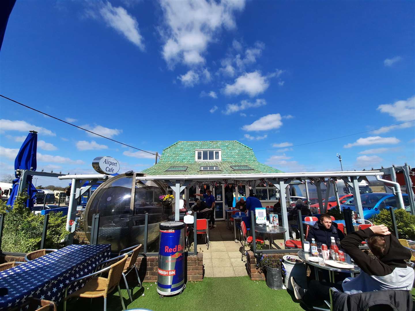 The outdoor seating area at the Airport Café