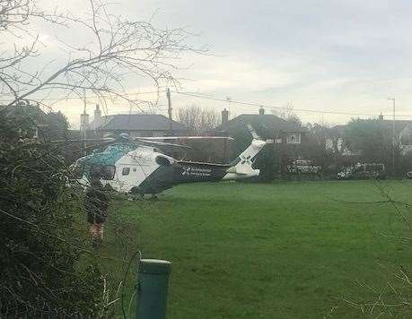 The air ambulance landed in the playing field off Church Street, Whitstable