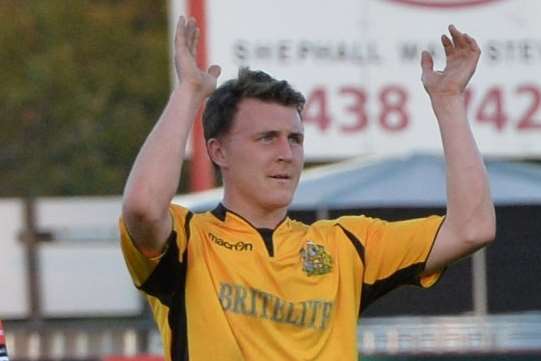 Alex Flisher salutes the Stones fans at Stevenage Picture: Keith Gillard