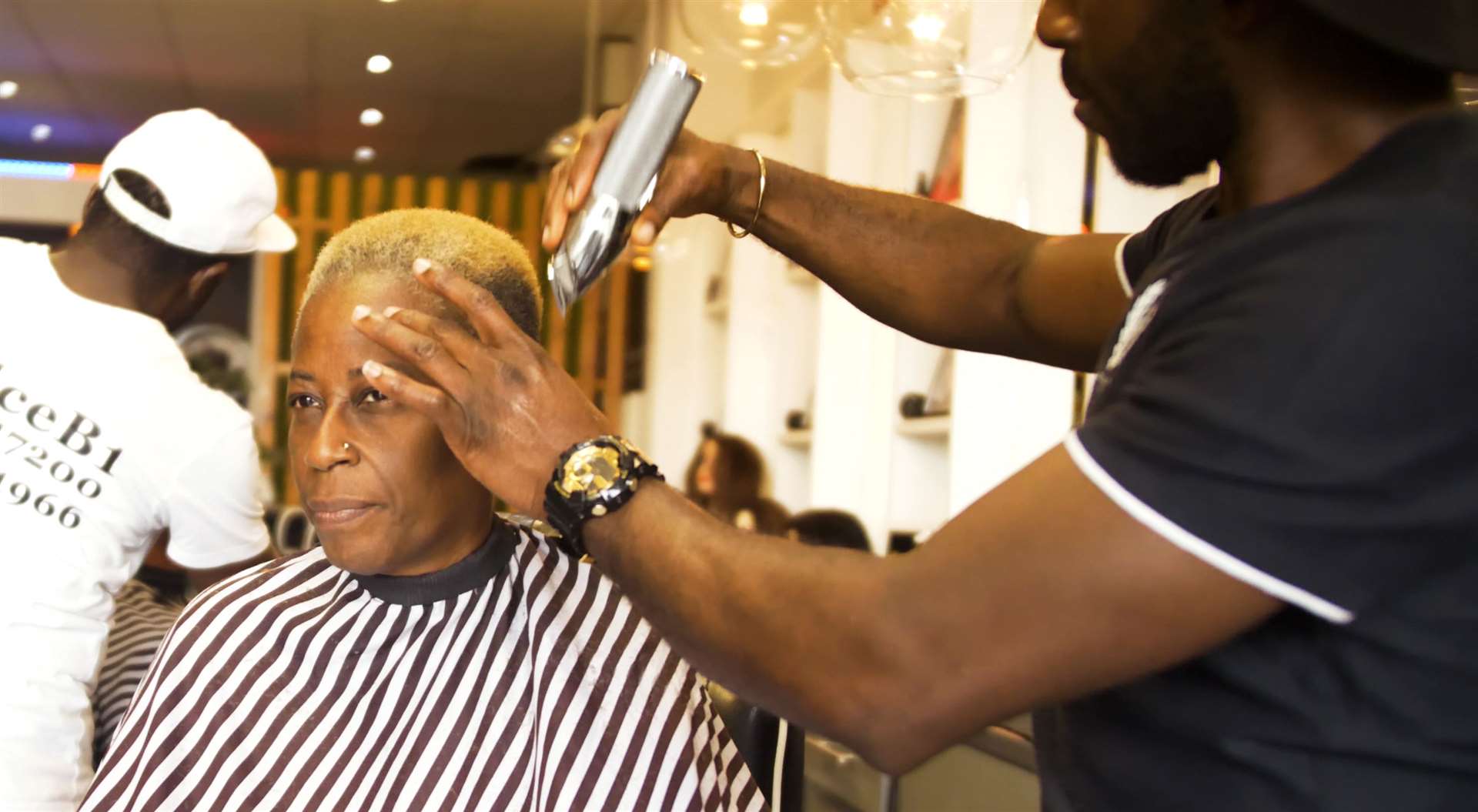 A customer at Dolce B's hair salon in Chatham High Street