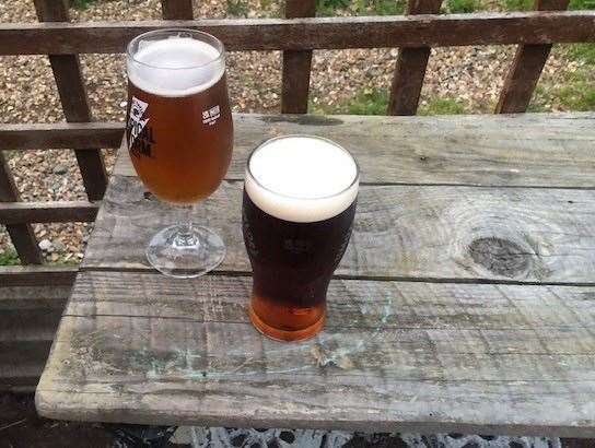 Slightly concerned by the dizzy angle of this rustic wooden table at the back of the pub we made sure we didn’t take our eyes off our pints