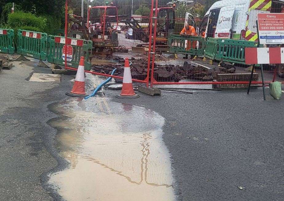 New Dover Road in Canterbury is shut after a water pipe burst