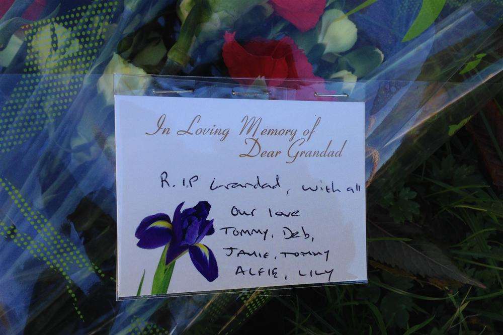 Flowers from the family of Richard Kane, who was killed after being hit by a motorbike in Dargets Road, Walderslade