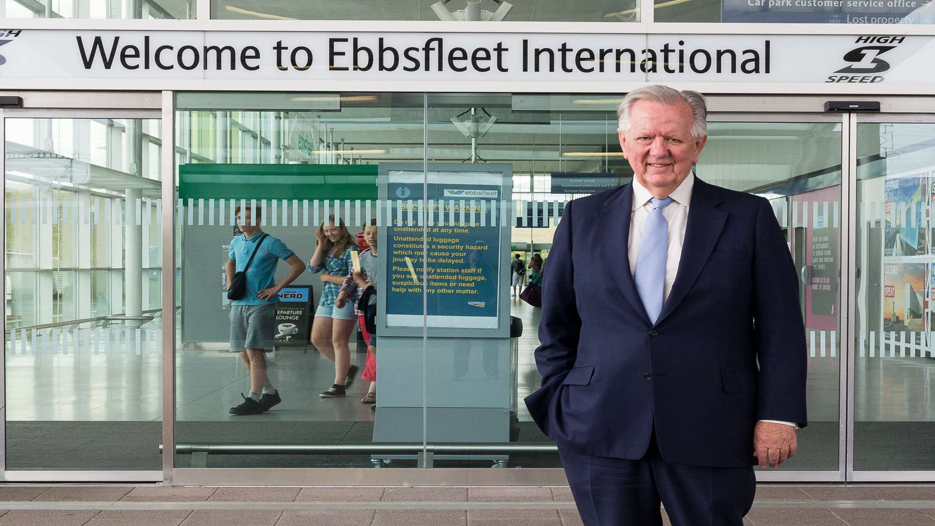 Steven Norris, former transport minister and chairman of Paramount resort developer London Resort Company Holdings, at Ebbsfleet International Station