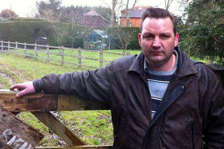 Jack Hilding at the field where his son died and was left undiscovered in Biddenden for four months