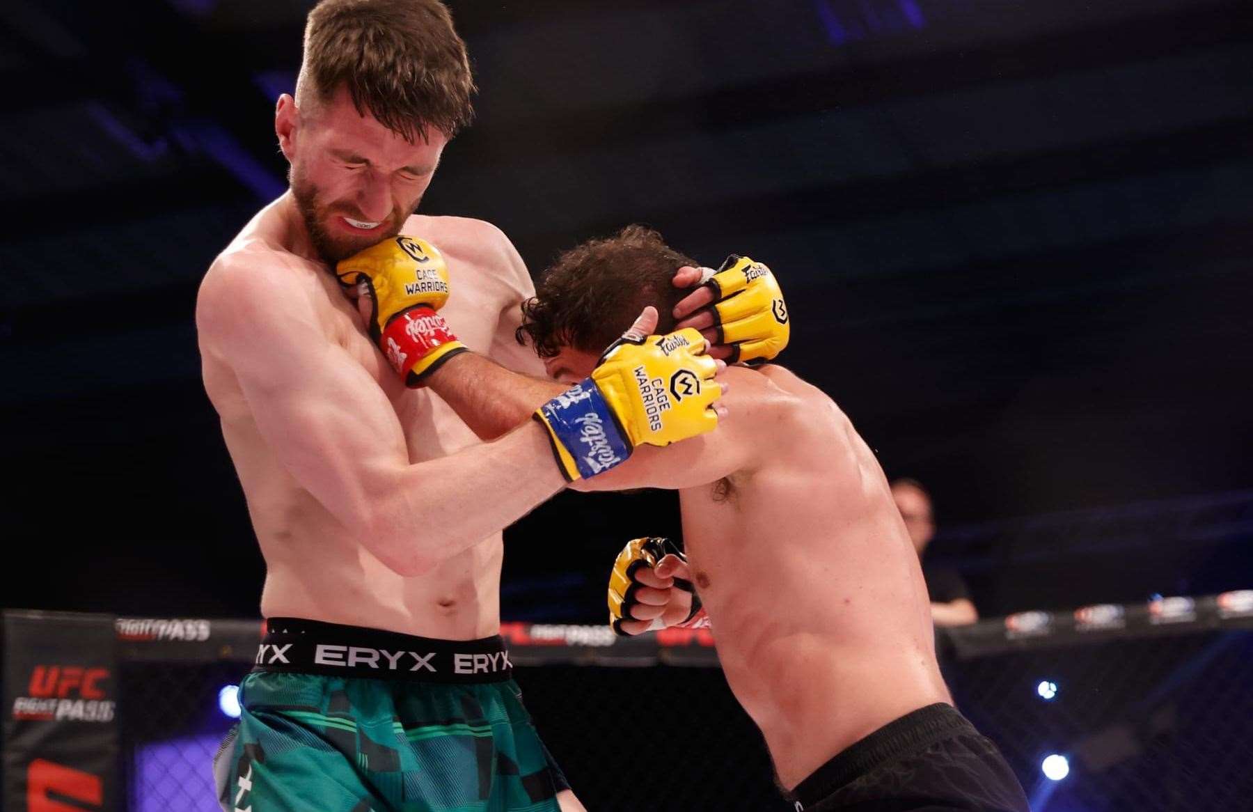 Jordan Molinari, right, in action against Matthew Friel in Cage Warriors 178 Pictures: @dollyclew