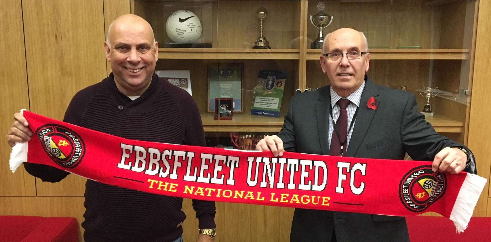 New Fleet boss Garry Hill (left) with club director Dave Archer. Picture: EUFC