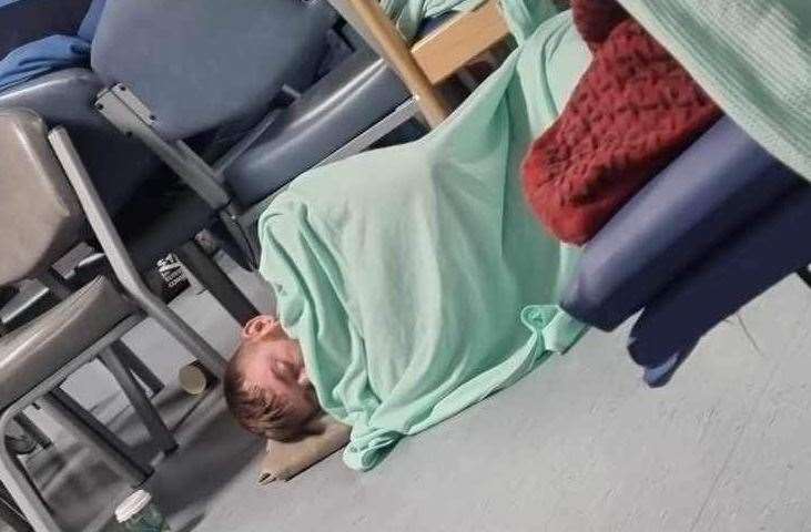 Steven Wells was left to sleep on the floor at William Harvey Hospital in Ashford