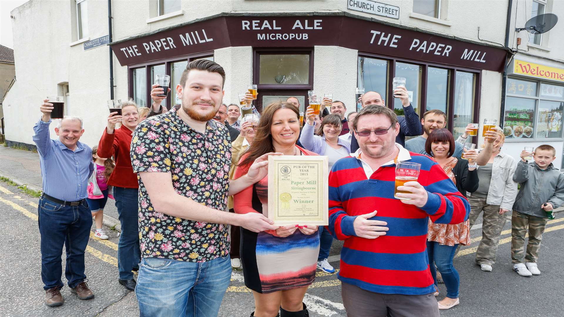 Marianne Melia and son Harvey outside their award-winning pub