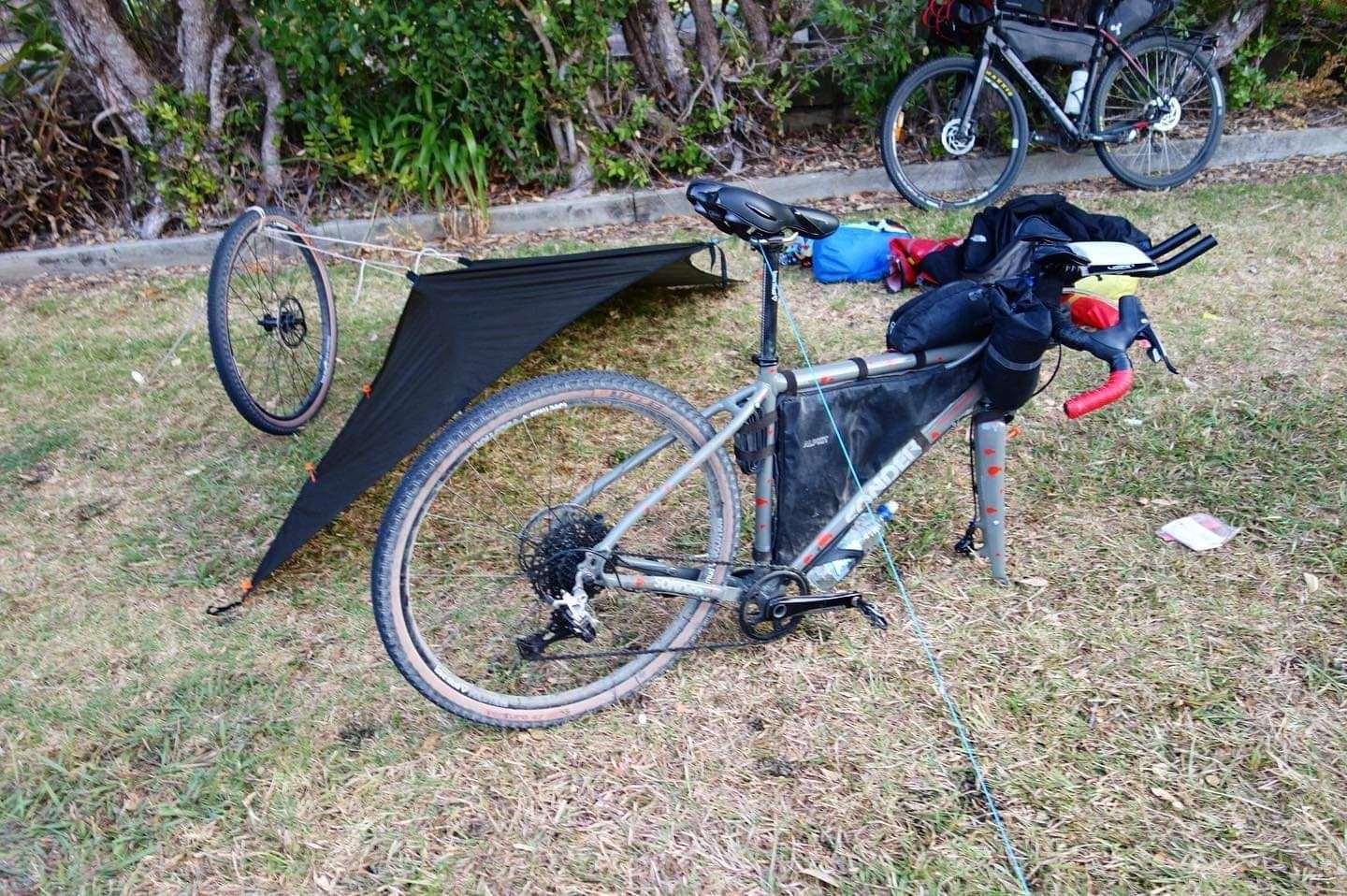 Most often, Harry had to sleep in a bivvy bag under this small makeshift tent