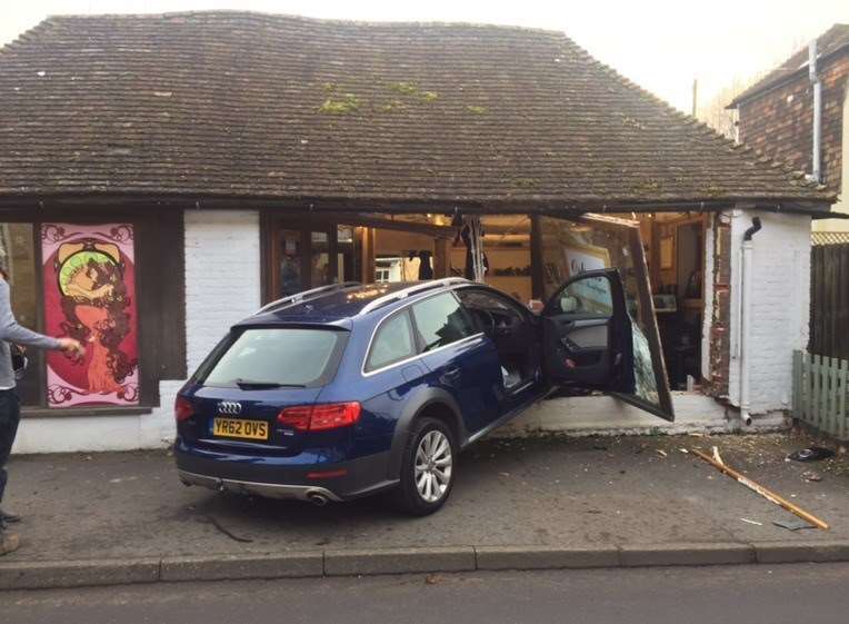 An Audi drove into Oshens Hair Boutique in Wye