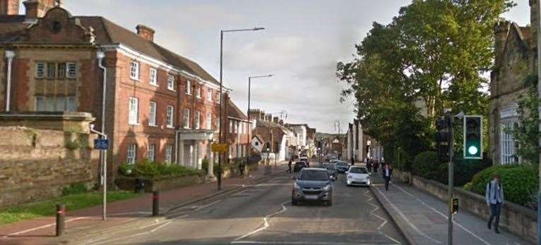 Part of Tonbridge High Street will be blocked from Monday. Picture: Google street view