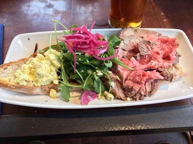 The beef on the open sandwich was perfectly cooked and presented for me, just a little more blue cheese would have been great